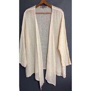 Flax Linen Size 2G 2XL Open Front Cardigan Vanilla Bean Lagenlook Artsy Boho d